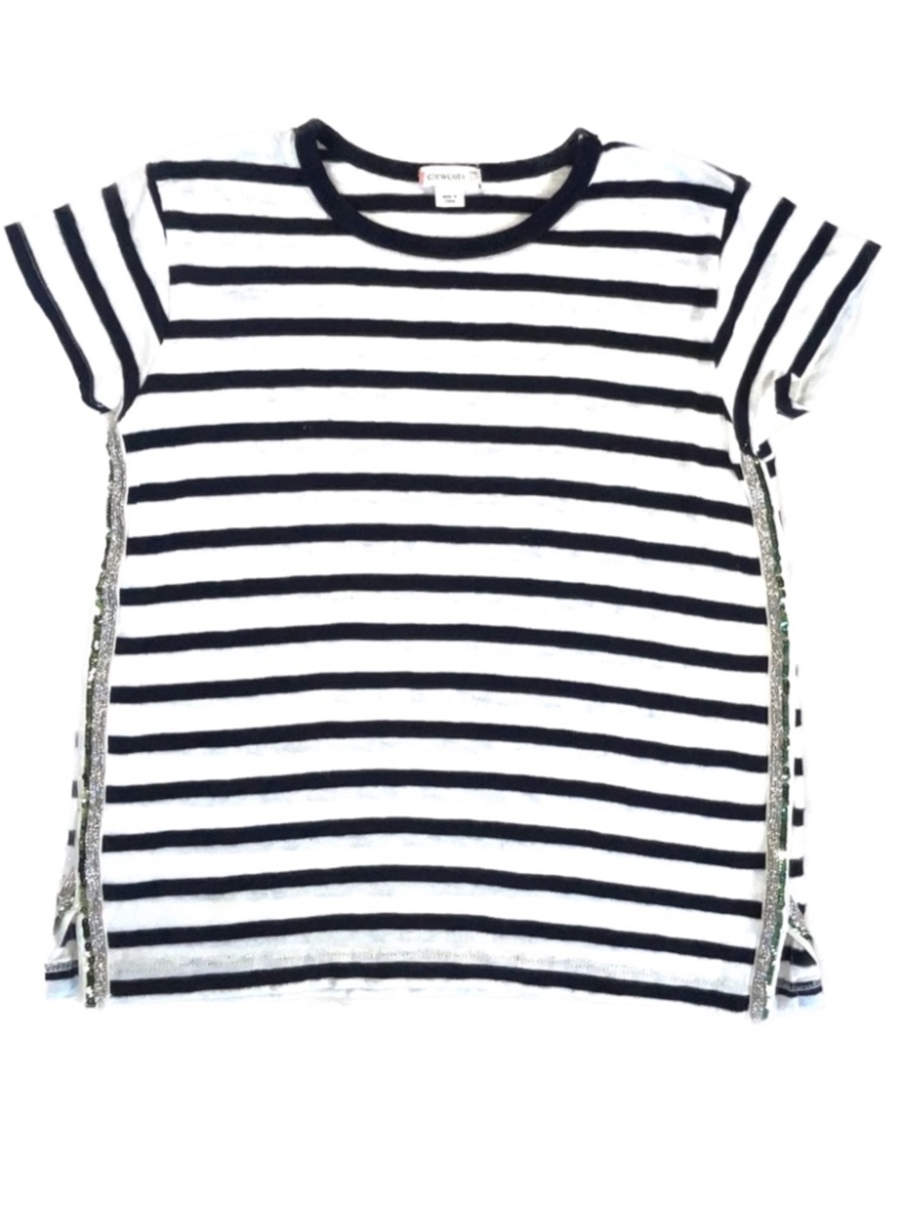 Girls Crewcuts Short Sleeve Striped Shirt with brocade accent Size 10
